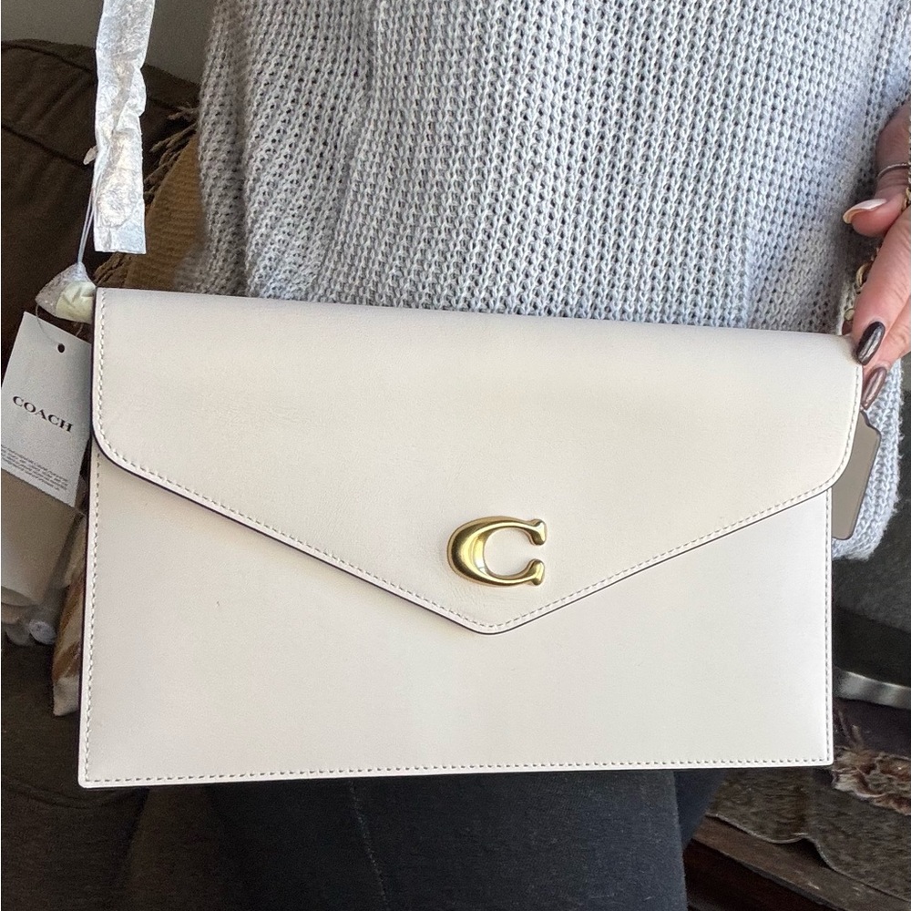 SOLD⛔️Authentic Coach 1941 White Leather flap magnetic closure Clutch/Crossbody - Picture 10 of 11